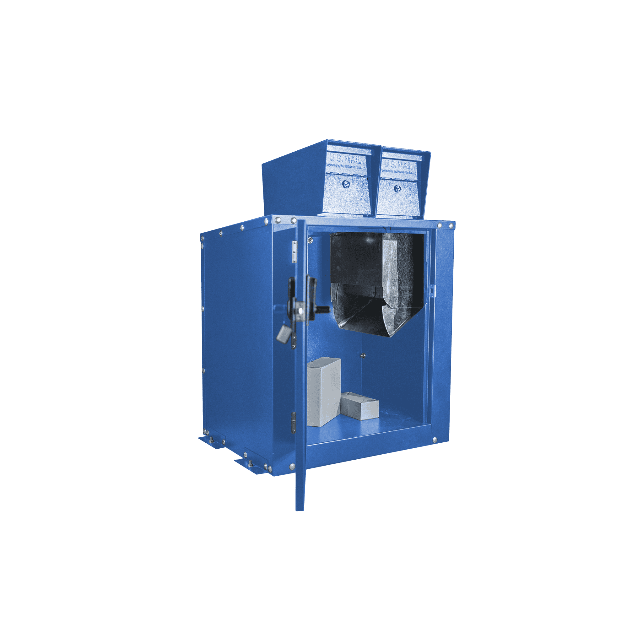 Parcel Box 2 Mailboxes - Bright Blue - Open